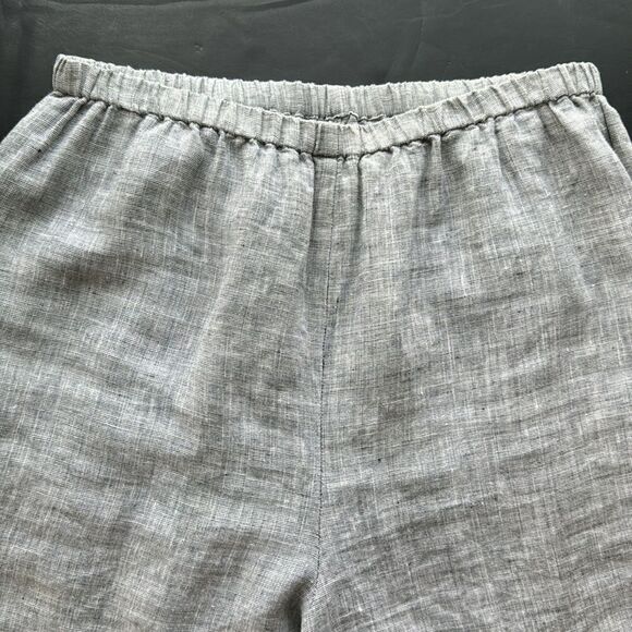 LA Blend Wide Leg Linen Pull On Lagenlook Boho Pants Beaded Sequin Hems Size M - Picture 5 of 14